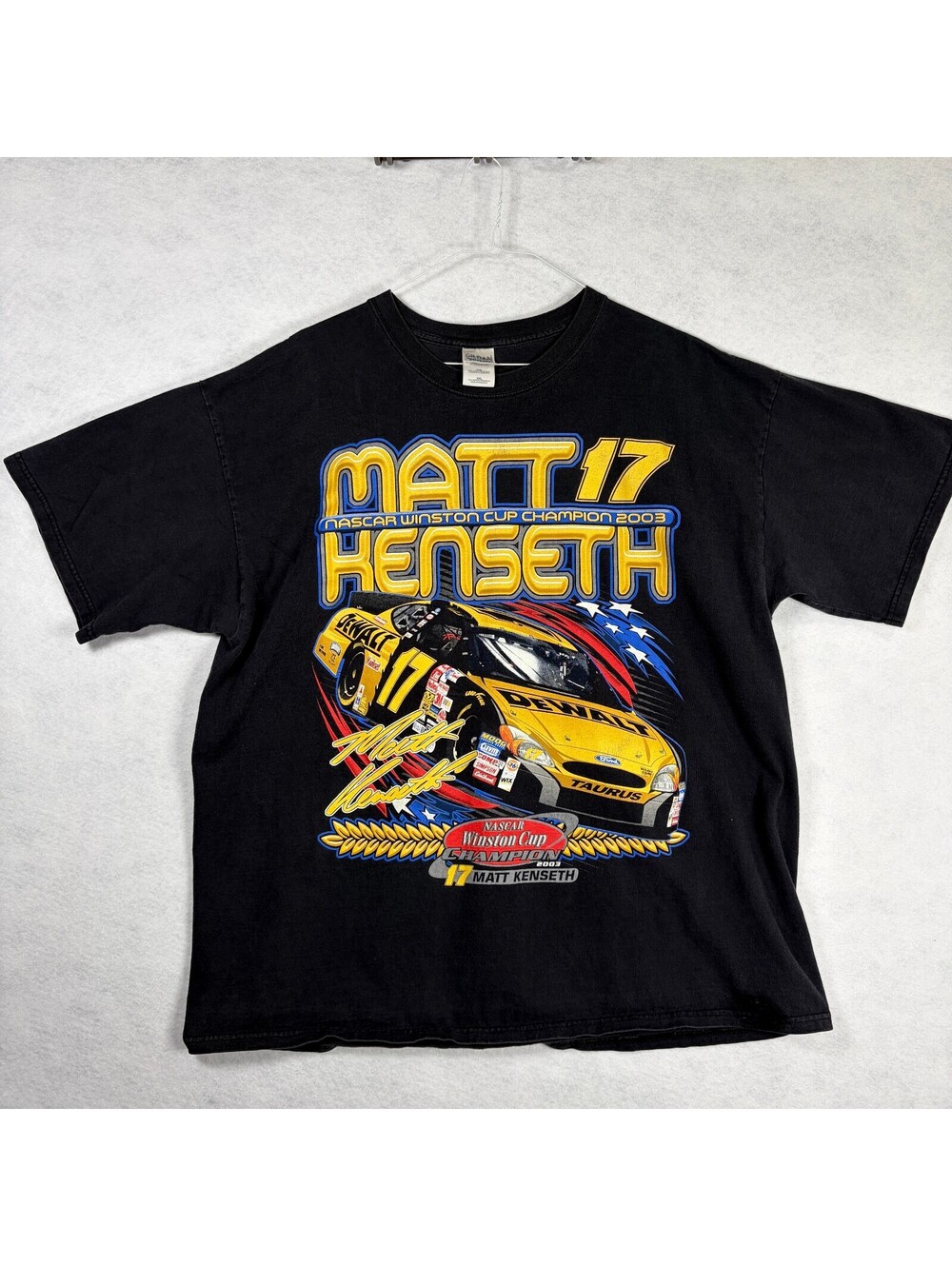 Vintage 2003 Matt Kenseth NASCAR Winston Cup Champion Black Graphic T-Shirt XXL